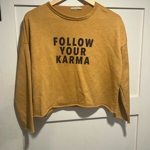 Zara Mustard Yellow Textured Crop Sweater Top
